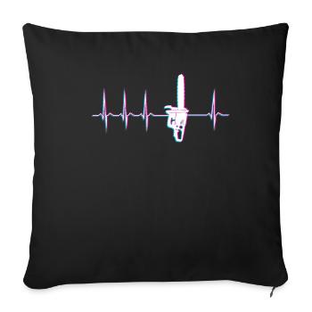 Tronçonneuse ECG Heartbeat - Housse de coussin décorative 45 x 45 cm - noir - Devant