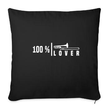 Trombone Trombonist 100% Love Funny Gift - Sofa pillowcase 17,3'' x 17,3'' (45 x 45 cm) - black - Front