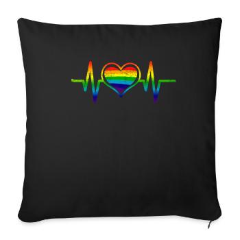 ECG Battements cardiaques LGBT Fréquence - Housse de coussin décorative 45 x 45 cm - noir - Devant