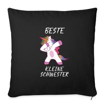 Beste kleine Schwester Einhorn dab - Sofakissenbezug 45 x 45 cm - Schwarz - Vorne