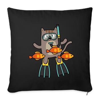 Diver diving club cat funny gift - Sofa pillowcase 17,3'' x 17,3'' (45 x 45 cm) - black - Front