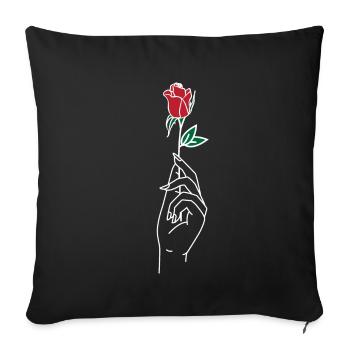 Rose coeur fleurs cadeau amour femmes fille - Housse de coussin décorative 45 x 45 cm - noir - Devant