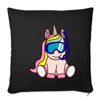 Taucher Einhorn Geschenkidee Geschenk - Sofa pillowcase 17,3'' x 17,3'' (45 x 45 cm) - black - Front