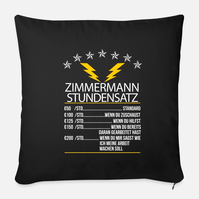 Zimmermann Stundensatz - Sofakissenbezug 45 x 45 cm - Schwarz