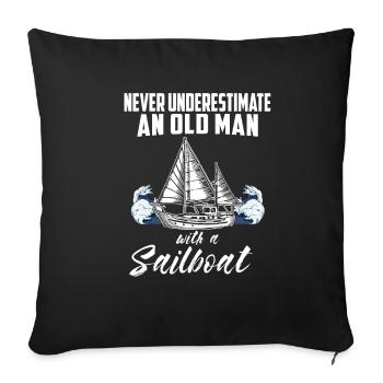 Ne sous-estimez jamais un vieux voilier - Housse de coussin décorative 45 x 45 cm - noir - Devant
