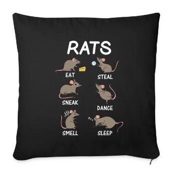 Rat amoureux rat - Housse de coussin décorative 45 x 45 cm - noir - Devant