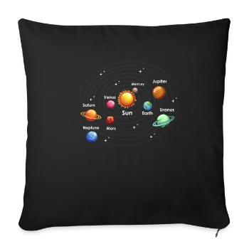 Universe Planets - Sofa pillowcase 17,3'' x 17,3'' (45 x 45 cm) - black - Front
