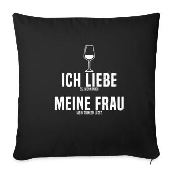 Cadeau de femme fête du vin amoureux amoureux du vin - Housse de coussin décorative 45 x 45 cm - noir - Devant