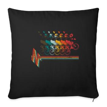 BMX Vintage BMX Heartbeat Bike Gift Retro - Housse de coussin décorative 45 x 45 cm - noir - Devant