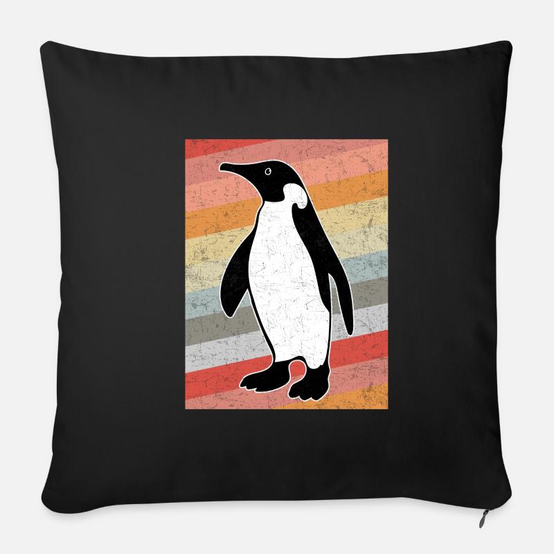 Vintage Pinguin - Sofakissenbezug 45 x 45 cm - Schwarz