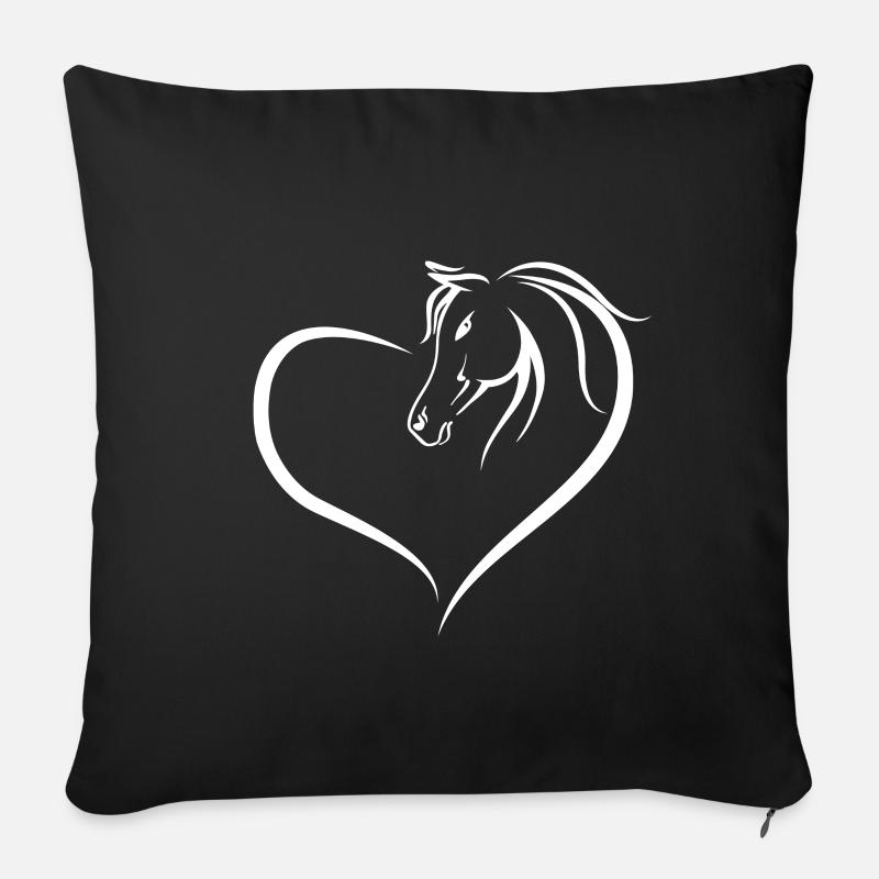 Pferde Herz Liebe Geschenk Geschenkidee - Sofakissenbezug 45 x 45 cm - Schwarz