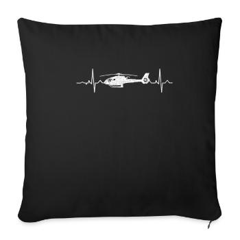 Helicopter Heartbeat - Sofa pillowcase 17,3'' x 17,3'' (45 x 45 cm) - black - Front
