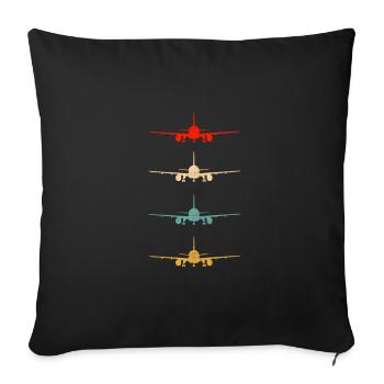 Vintage planes - Sofa pillowcase 17,3'' x 17,3'' (45 x 45 cm) - black - Front