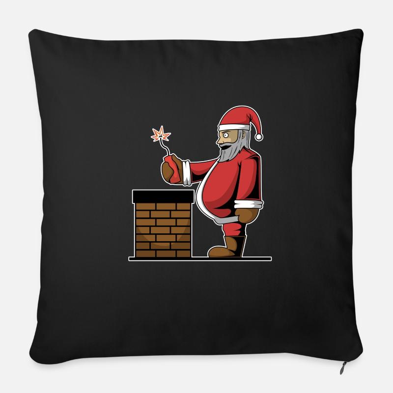 Evil Santa Claus Gift Dynamite Chimney - Sofa pillowcase 17,3'' x 17,3'' (45 x 45 cm) - black