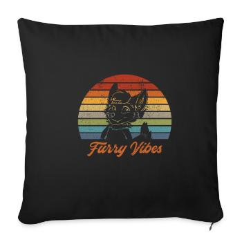 Retro Furry Vibes Furry Fandom Fursuit Furries - Sofa pillowcase 17,3'' x 17,3'' (45 x 45 cm) - black - Front