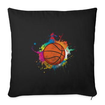 Joueur de basket-ball jeu de basket-ball sport d'équipe éclaboussure de peinture - Housse de coussin décorative 45 x 45 cm - noir - Devant