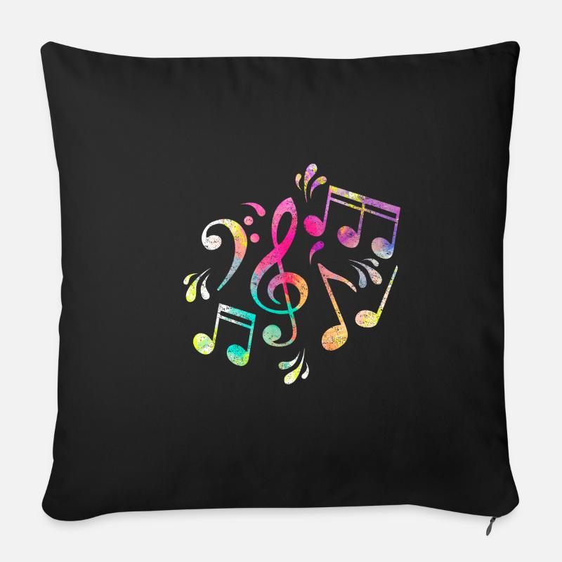 Noten Musik - Sofakissenbezug 45 x 45 cm - Schwarz