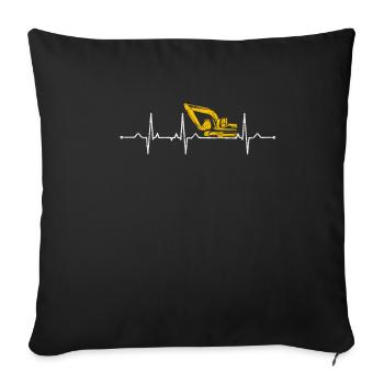 Excavator heartbeat - Sofa pillowcase 17,3'' x 17,3'' (45 x 45 cm) - black - Front