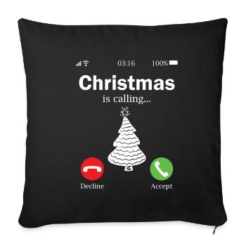CHRISTMAS IS CALLING WEIHNACHTSGESCHENK - Sofakissenbezug 45 x 45 cm - Schwarz - Vorne