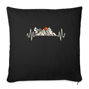 Mountain bike heartbeat uphill downhill MTB mountains - Sofa pillowcase 17,3'' x 17,3'' (45 x 45 cm) - black - Front