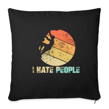 Je déteste les gens de l'escalade de bloc vintage en plein air - Housse de coussin décorative 45 x 45 cm - noir - Devant