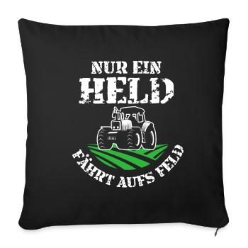 Vintage Nur ein Held fährt aufs Feld Design Bauern - Sofakissenbezug 45 x 45 cm - Schwarz - Vorne