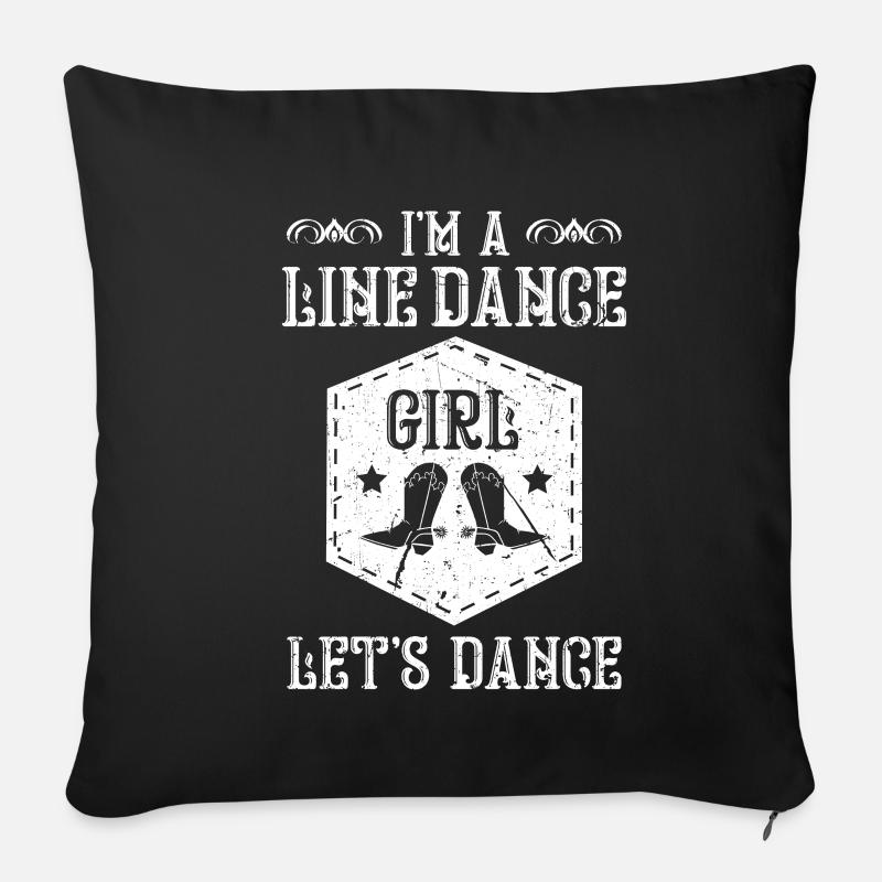 Line Dance Lets Dance Let's Line Dance - Housse de coussin décorative 45 x 45 cm - noir