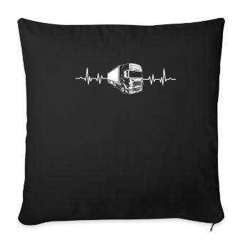 Chauffeur de camion camionneur battement de coeur - Housse de coussin décorative 45 x 45 cm - noir - Devant