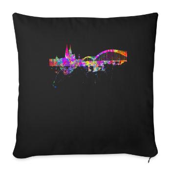 Köln Skyline Kölner Dom Deutzer Brücke Fan Bunt Kö - Sofakissenbezug 45 x 45 cm - Schwarz - Vorne