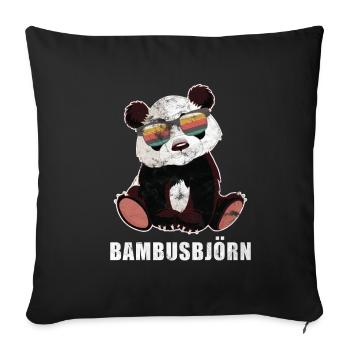 Bambusbjörn Panda Lustiger Panda Sonnenbrille - Sofakissenbezug 45 x 45 cm - Schwarz - Vorne