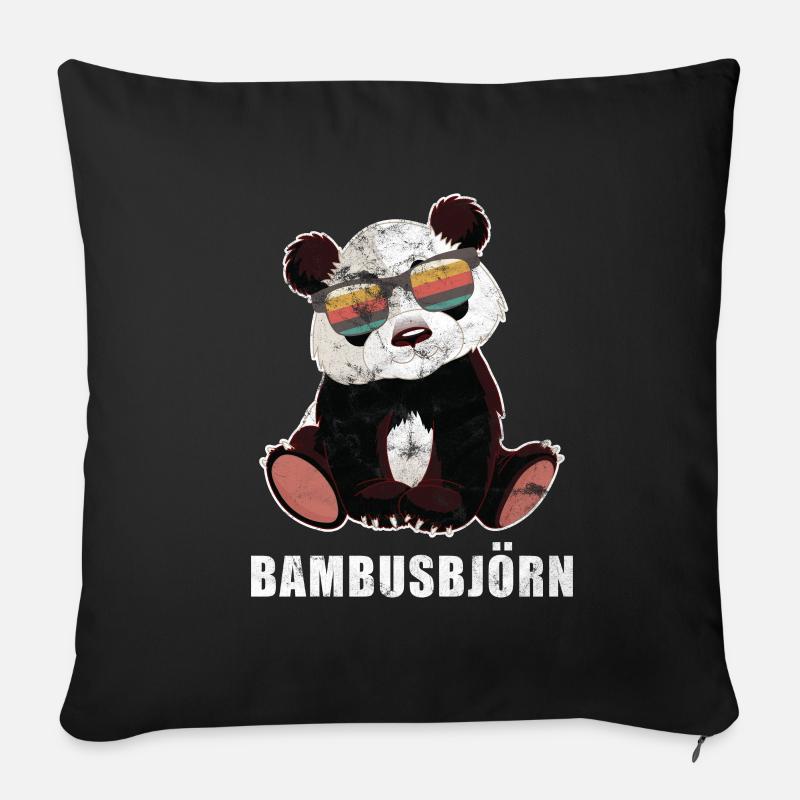 Bambusbjörn Panda Lustiger Panda Sonnenbrille - Sofakissenbezug 45 x 45 cm - Schwarz