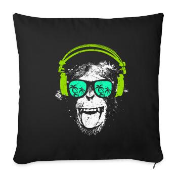 DJ singe avec un casque et des lunettes de soleil - Housse de coussin décorative 45 x 45 cm - noir - Devant