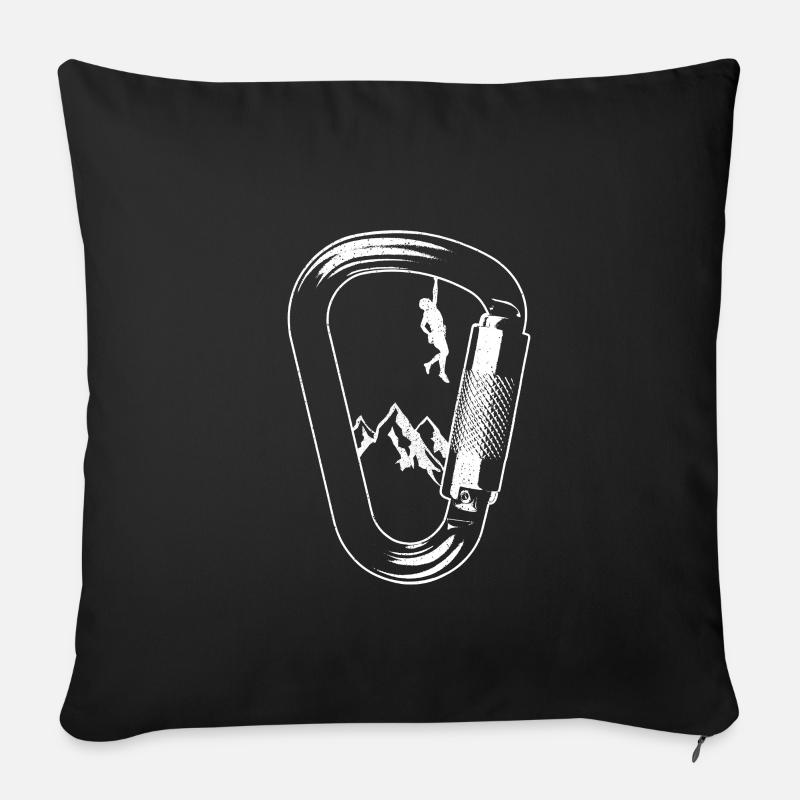 Karabiner Klettern Kletterer - Sofakissenbezug 45 x 45 cm - Schwarz