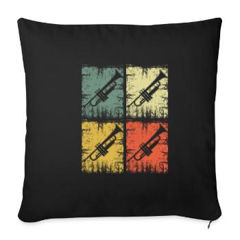 Trumpet Instrument Vintage - Sofa pillowcase 17,3'' x 17,3'' (45 x 45 cm) - black - Front
