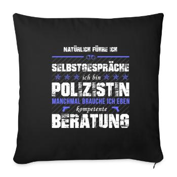Polizistin - Sofakissenbezug 45 x 45 cm - Schwarz - Vorne