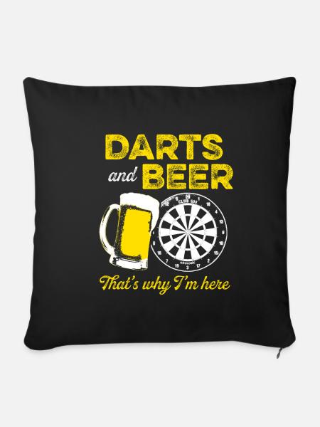 Darts Dart und Bier - Sofakissenbezug 45 x 45 cm - Schwarz