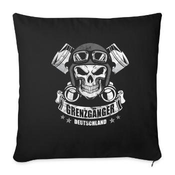 Totenkopf Motorrad Chopper - Sofakissenbezug 45 x 45 cm - Schwarz - Vorne