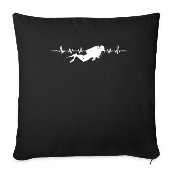 Diver diving heartbeat - Sofa pillowcase 17,3'' x 17,3'' (45 x 45 cm) - black - Front