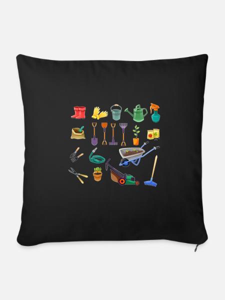 Gartenwerkzeug Gärtner Garten - Sofakissenbezug 45 x 45 cm - Schwarz