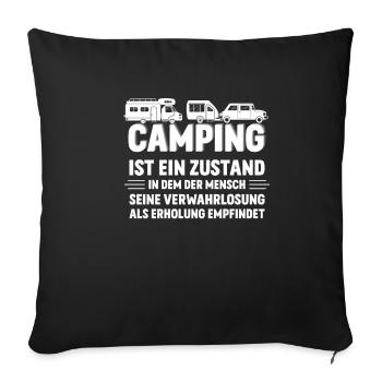 Camping is a state of a mobile home - Sofa pillowcase 17,3'' x 17,3'' (45 x 45 cm) - black - Front