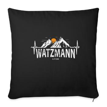 Watzmann 2713 Watzmannmassiv Bayern Herzschlag - Sofakissenbezug 45 x 45 cm - Schwarz - Vorne