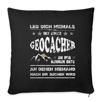 Geocaching Geschenk Geocacher Spruch Vintage - Sofakissenbezug 45 x 45 cm - Schwarz - Vorne