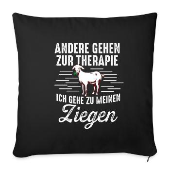 Therapie Ziegen Ziege Hirte - Sofakissenbezug 45 x 45 cm - Schwarz - Vorne