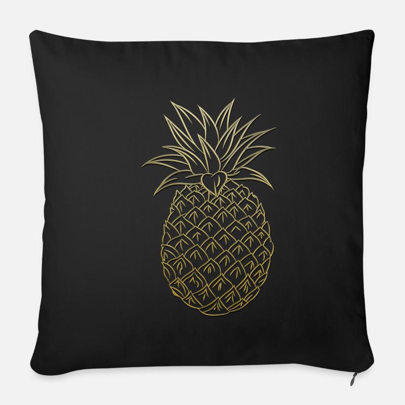Ananas hipster vintage Hawaii - Housse de coussin décorative 45 x 45 cm - noir