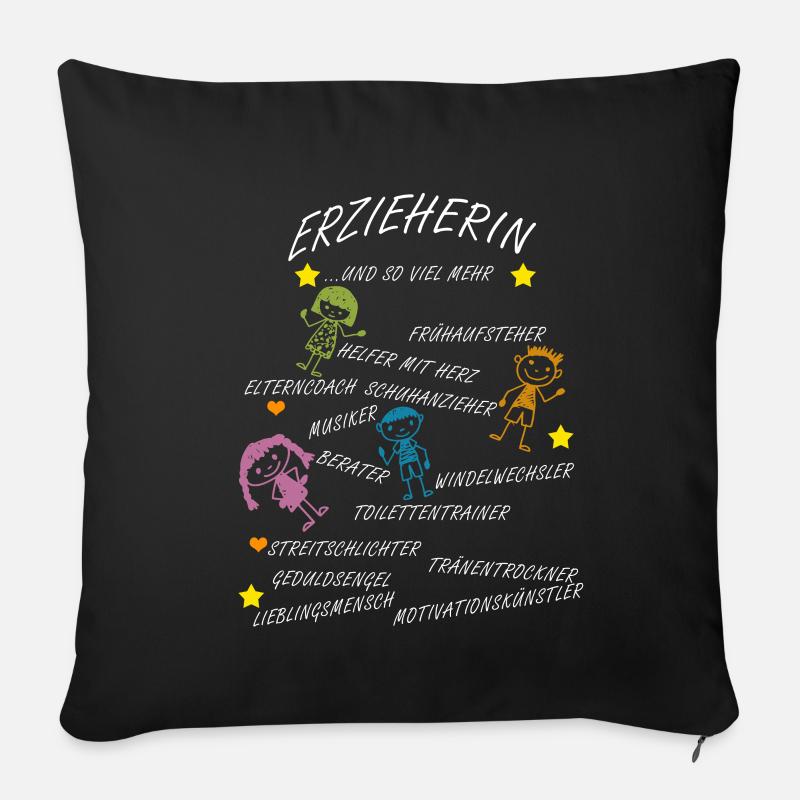 Erzieherin und so viel mehr… - Sofakissenbezug 45 x 45 cm - Schwarz
