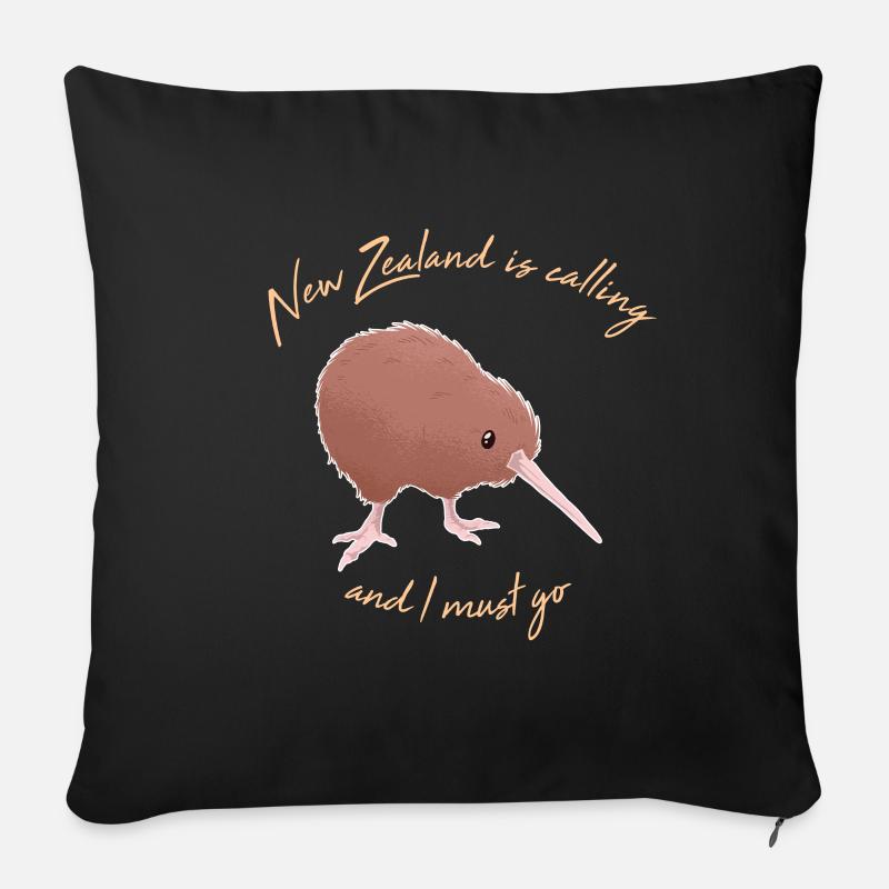 New Zealand Is Calling Neuseeland Kiwi Vogel - Sofakissenbezug 45 x 45 cm - Schwarz