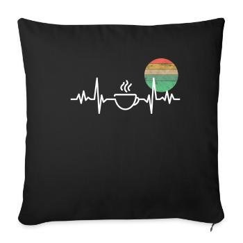 Kaffee Coffee Herzschlag Kaffeetrinker Liebhaber G - Sofakissenbezug 45 x 45 cm - Schwarz - Vorne