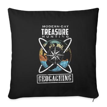 Geocaching Geocacher Geocache GPS gift idea - Sofakissenbezug 45 x 45 cm - Schwarz - Vorne