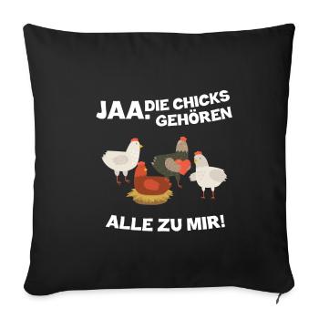 Oui Les Chicks Sont tous de Moi, les poulets agriculteurs - Housse de coussin décorative 45 x 45 cm - noir - Devant