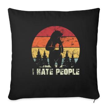 I Hate People Retro Outdoor Camping Design für Abe - Sofakissenbezug 45 x 45 cm - Schwarz - Vorne